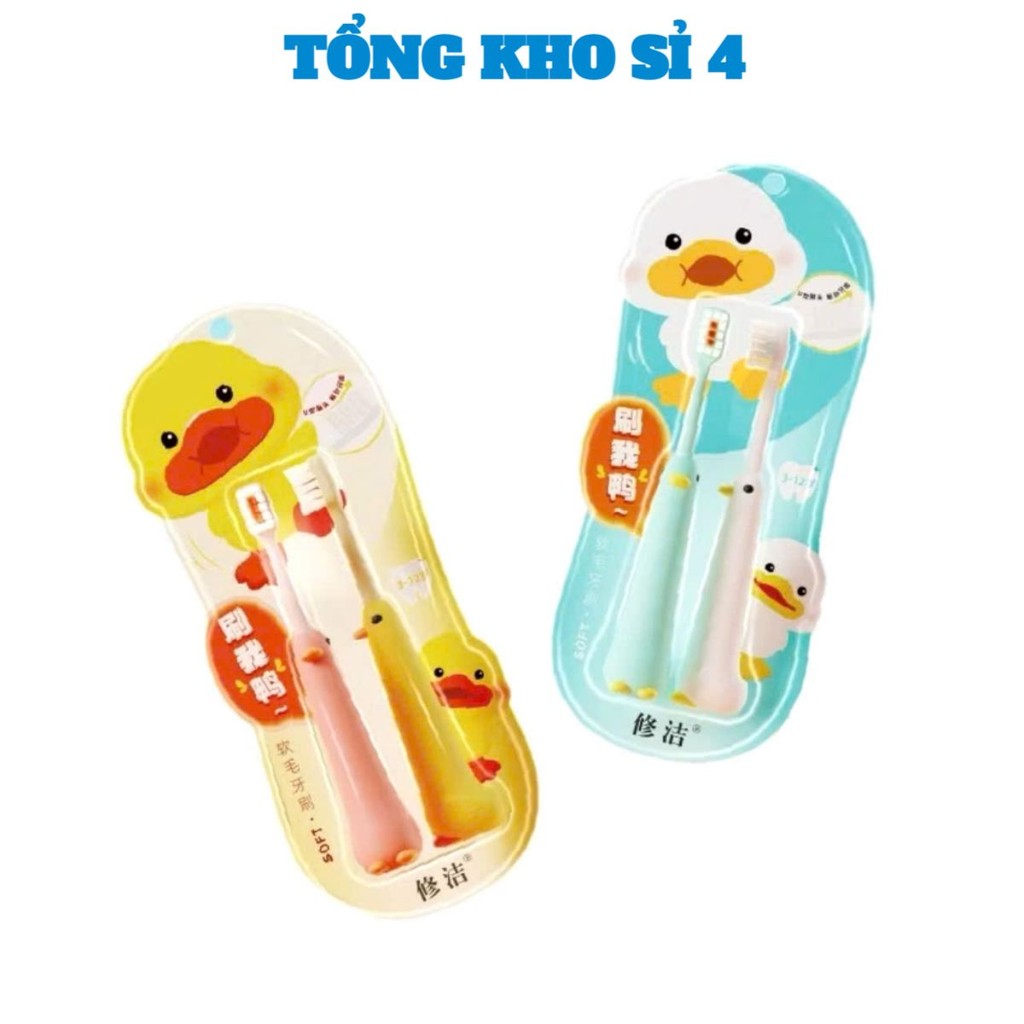 SET 2 BÀN CHẢI ĐÁNH RĂNG VỊT CHO BÉ,  Set 2 bàn chải dánh răng VỊT cho bé - mix màu - BANCHAICHOBE4