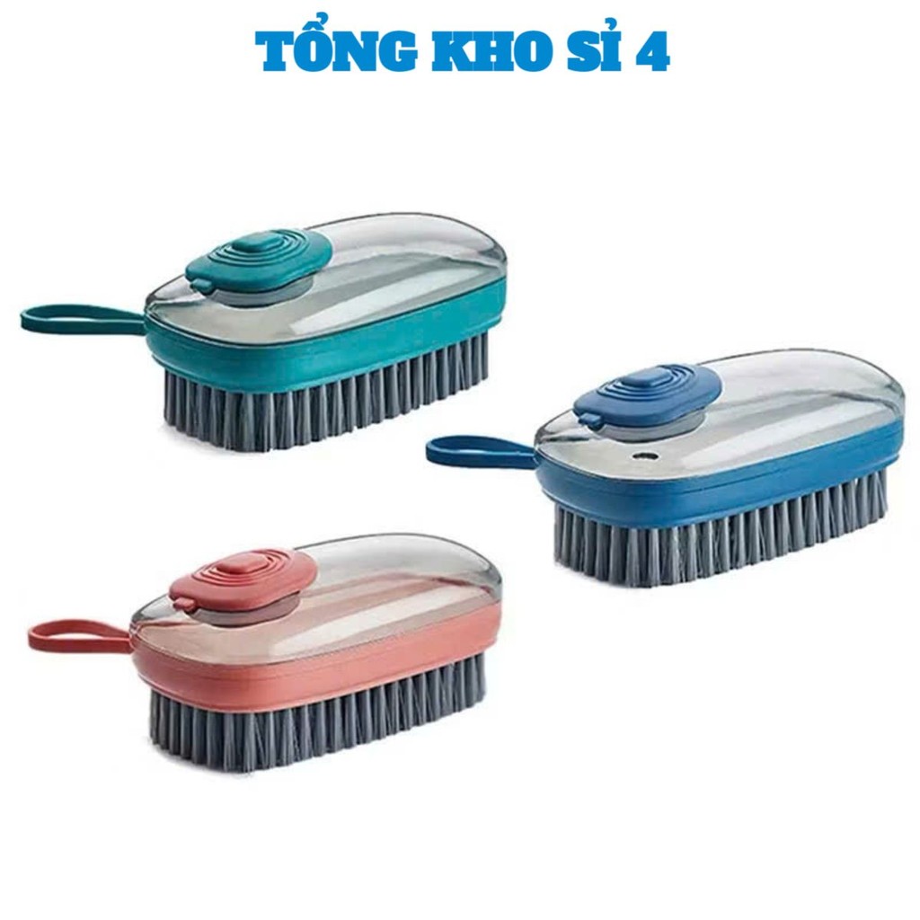 BÀN CHẢI CÓ NGĂN ĐỰNG NƯỚC GIẶT , Bàn chải chà quần áo, giầy, dép, sàn nhà, có ngăn đựng nước giặt tẩy rửa và nút nhấn