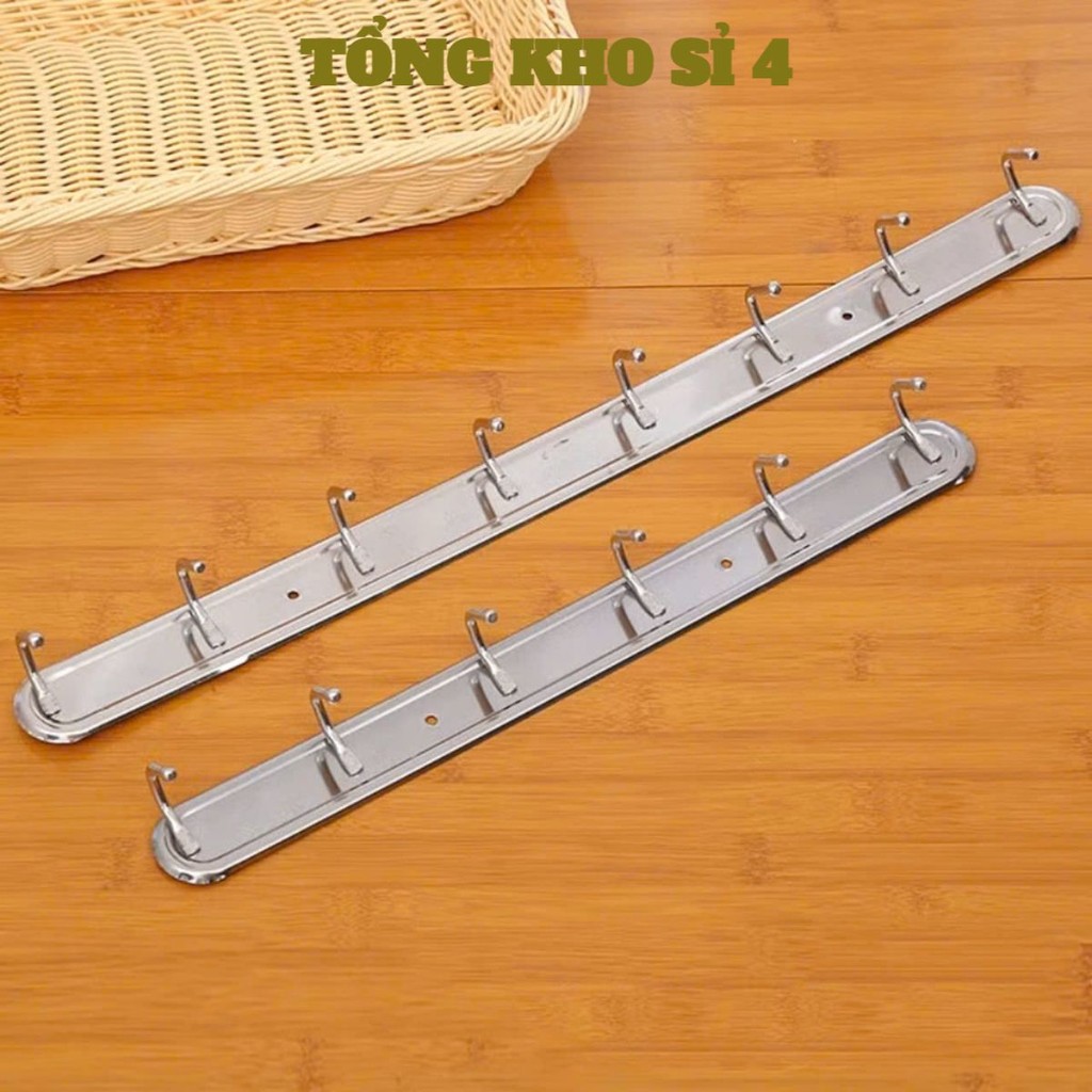 (COMBO 5) THANH 6 MÓC TREO TƯỜNG INOX, Thanh Treo Đồ 6/ Móc Bằng Thép Không Gỉ- MA: THANHTREODO6MOC