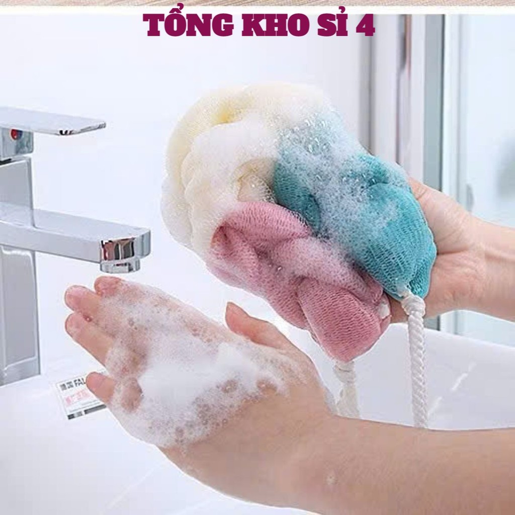 BÔNG TẮM LƯỚI DÀI KÈM DÂY 2 ĐẦU,  Bông Tắm Lưới Tròn, Lưới Dài Tạo Bọt Cao Câp hỗ trợ chà lưng - MÃ: BONGTAMLUOI47
