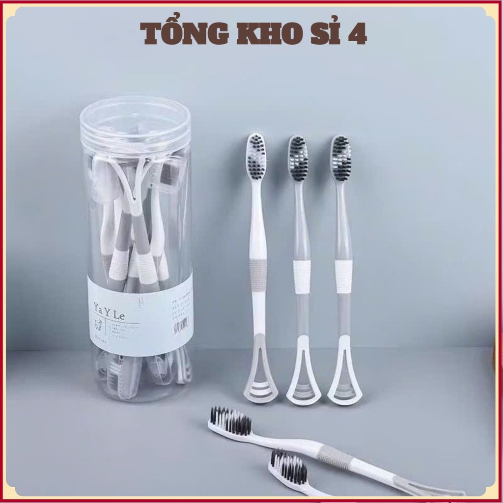 Hộp 8 chiếc bàn chải đánh răng 2 in 1 có rơ lưỡi tiện dụng,  BÀN CHẢI CÓ ĐẦU CẠO LƯỠI - MÃ: BANCHAI553