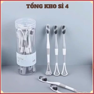 Hộp 8 chiếc bàn chải đánh răng 2 in 1 có rơ lưỡi tiện dụng, BÀN CHẢI CÓ ĐẦU CẠO LƯỠI - MÃ: BANCHAI553