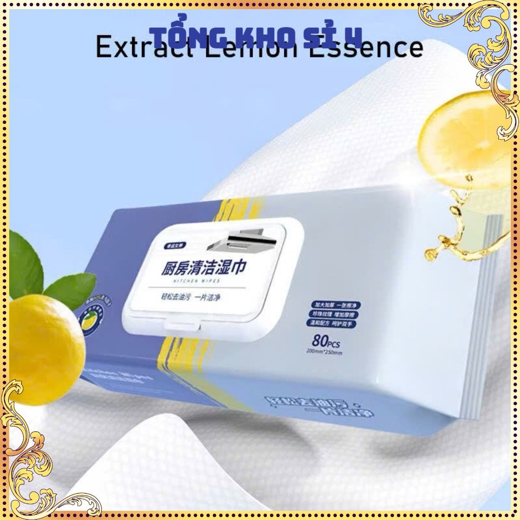 Khăn giấy ướt lau bếp 80 tờ đa năng mềm mại, thân thiện, an toàn với da,  KHĂN LAU BẾP ĐA NĂNG SIÊU SẠCH - KHANLAU874