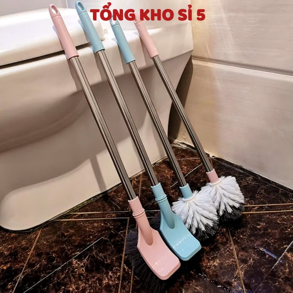 (COMBO 2)CỌ VỆ SINH ĐẦU TRÒN, ĐẦU VUONG, Cọ Toilet Cán Kim Loại Đầu Tròn Vệ Sinh Bồn Cầu 50CM Chắc Chắn - MA:COVESINH6