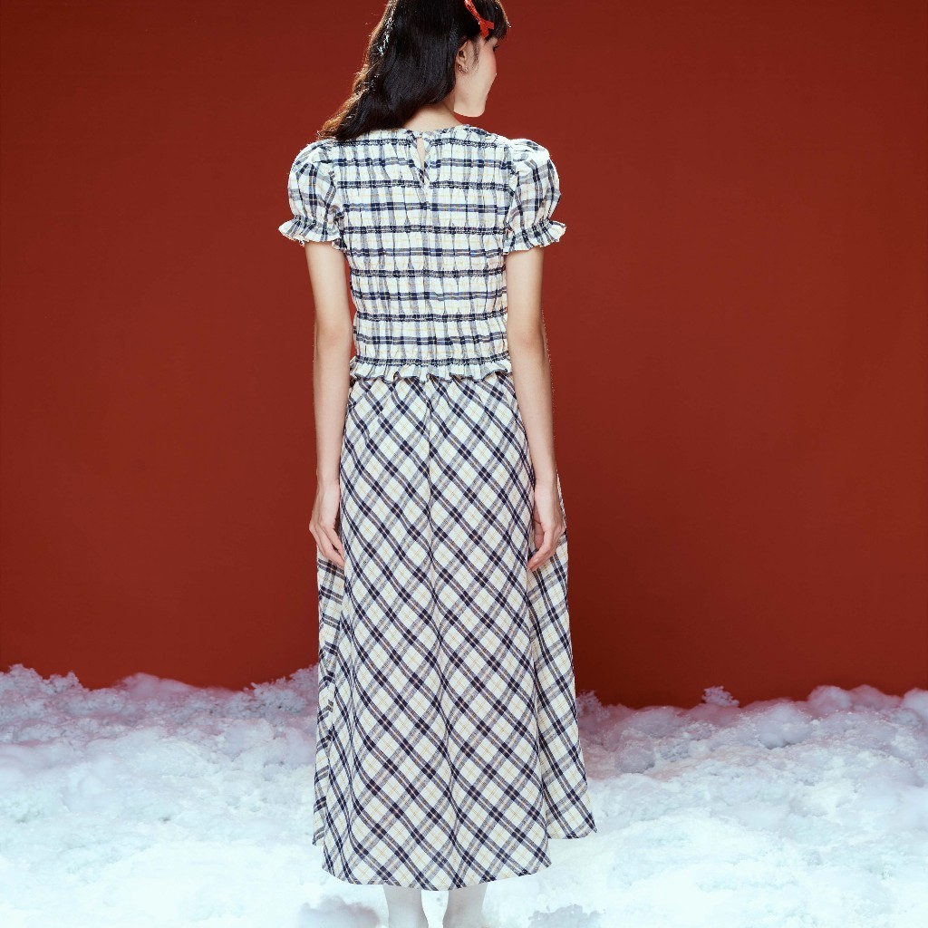 Ảnh DOTTIE - Chân váy midi kẻ ô - Xanh đen - S0253 4