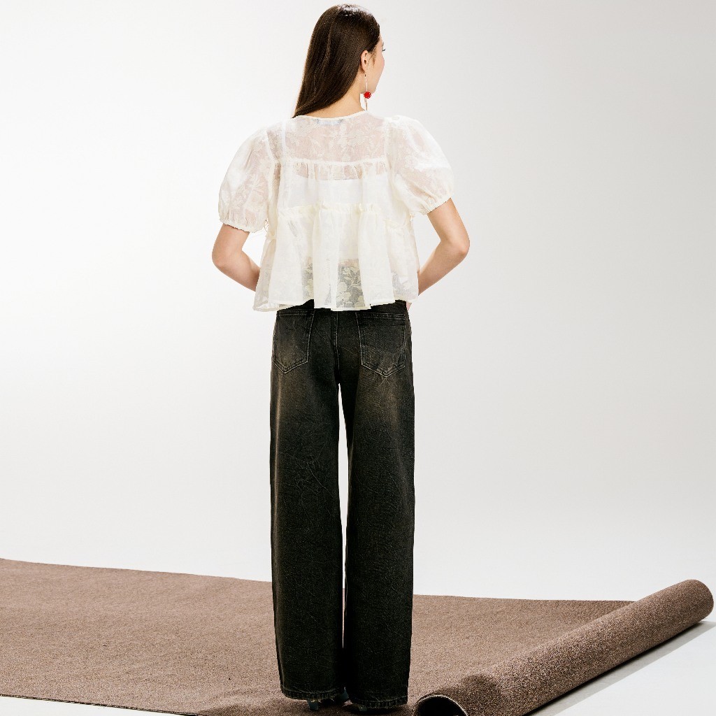 Ảnh DOTTIE - Quần Jean wash kiểu - Đen wash vàng - Q0370 4