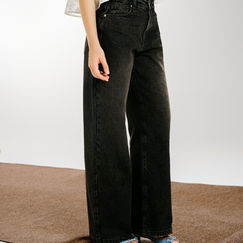 Ảnh DOTTIE - Quần Jean wash kiểu - Đen wash vàng - Q0370 1