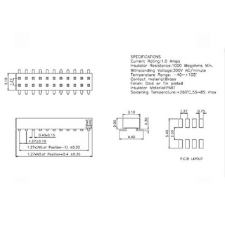 [Giá combo] (5 cái) Hàng rào cái đôi 1.27mm chân dán cao 4.3mm