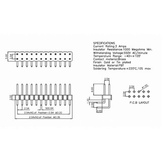 [Giá combo] (5 cái) Hàng rào đực 2.54mm chân cắm / chân dán