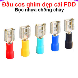 [Giá combo] (50 cái) Đầu cos ghim dẹp cái, cos ghim capa bọc nhựa FDD