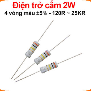 [Ưu đãi] (50 cái) Điện trở cắm 2W 4 vòng màu ±5% - giá trị 120R đến 25KR