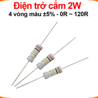 [Ưu đãi] (50 cái) Điện trở cắm 2W 4 vòng màu ±5% - giá trị 0R đến 120R