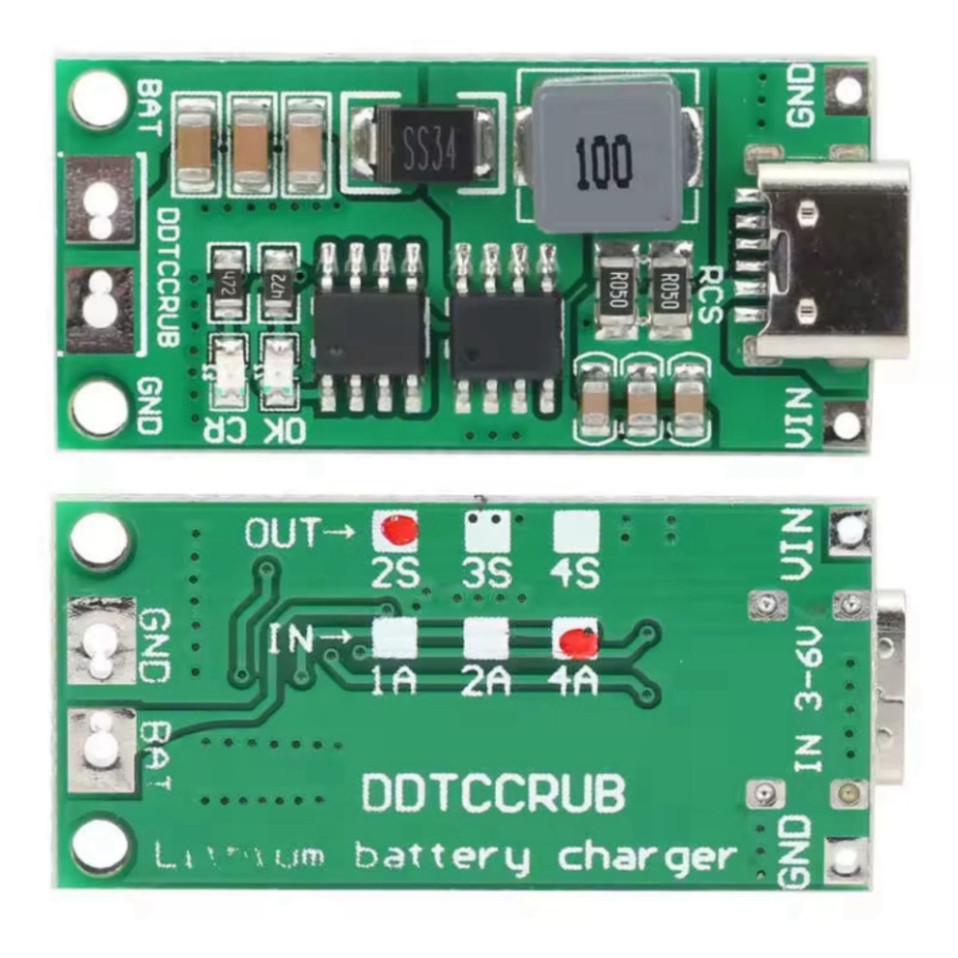 Mạch sạc cổng type C tăng áp dùng cho pin Lithium 3.7V 2S/3S/4S dòng sạc 1 - 4A