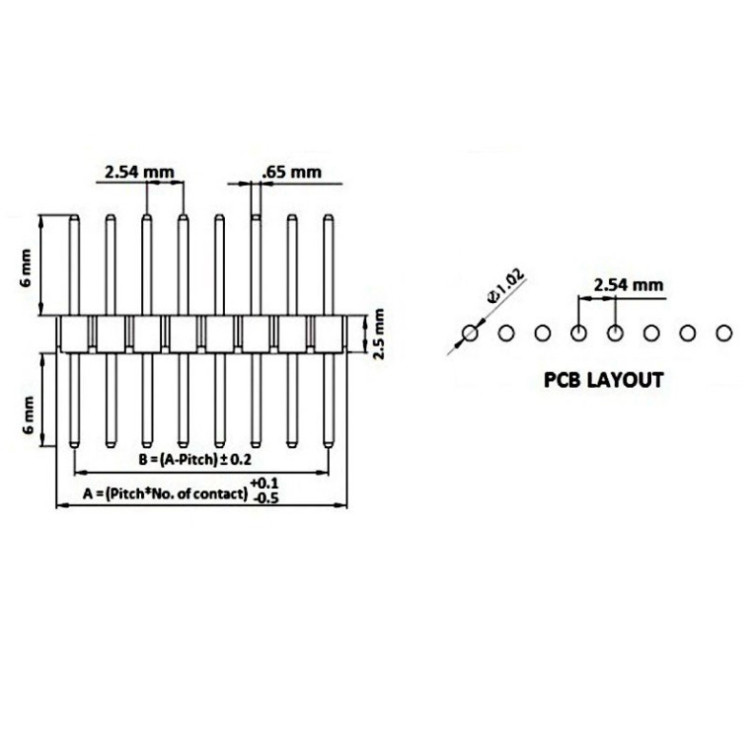 [Giá bán sỉ] (5 cái) Hàng rào đực 2.54mm chân cắm / chân dán