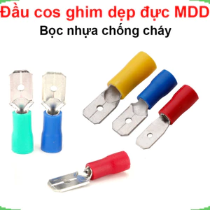 Đầu cos ghim dẹp đực, cos ghim capa đực bọc nhựa MDD