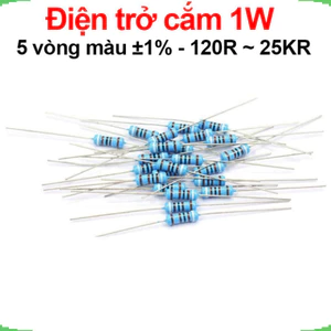 Điện trở cắm 1W 5 vòng màu ±1% - giá trị 120R đến 25KR