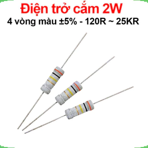 Điện trở cắm 2W 4 vòng màu ±5% - giá trị 120R đến 25KR