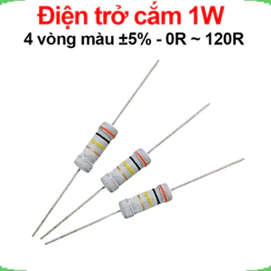 Điện trở cắm 1W 4 vòng màu ±5% - giá trị 0R đến 120R