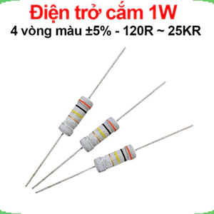 Điện trở cắm 1W 4 vòng màu ±5% - giá trị 120R đến 25KR
