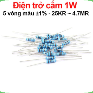 Điện trở cắm 1W 5 vòng màu ±1% - giá trị 25KR đến 4.7MR