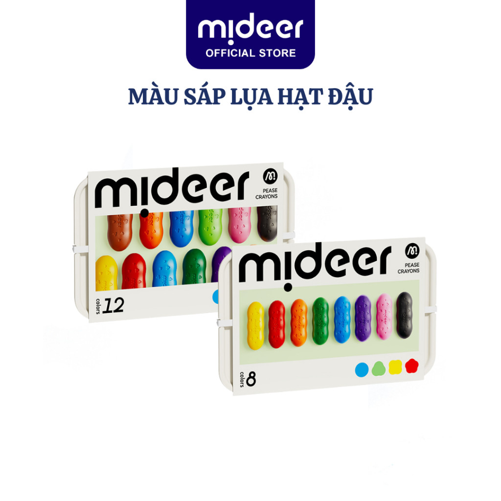 Màu sáp Lụa hạt Đậu Pease Crayons Mideer, Bút Sáp Màu Hữu Cơ An Toàn cho bé 8 12 24 màu