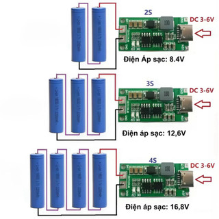 Mạch sạc cổng type C tăng áp dùng cho pin Lithium 3.7V 2S/3S/4S dòng sạc 1 - 4A