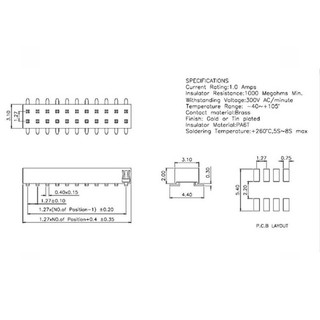 [Giá sỉ] (5C) Hàng rào cái đôi 1.27mm chân dán cao 4.3mm
