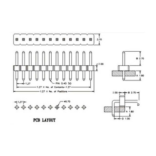 [Giá sỉ] (5C) Hàng rào đực 1.27mm chân cắm / chân dán