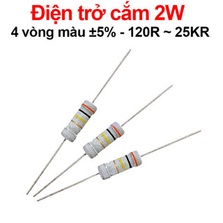 [Giá sỉ] (50C) Điện trở cắm 2W 4 vòng màu ±5% - giá trị 120R đến 25KR