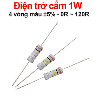 [Giá sỉ] (50C) Điện trở cắm 1W 4 vòng màu ±5% - giá trị 0R đến 120R
