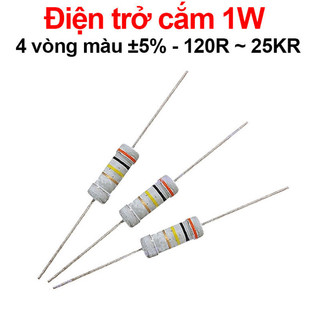 [Giá sỉ] (100C) Điện trở cắm 1W 4 vòng màu ±5% - giá trị 120R đến 25KR