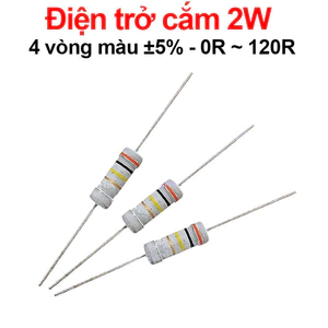 Điện trở cắm 2W 4 vòng màu ±5% - giá trị 0R đến 120R