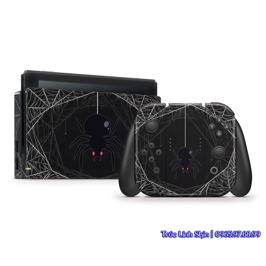 Skin decal dán Nintendo Switch V1, V2 / OLED mẫu Spooky Spider (dễ dán, đã cắt sẵn chuẩn theo khuôn máy)
