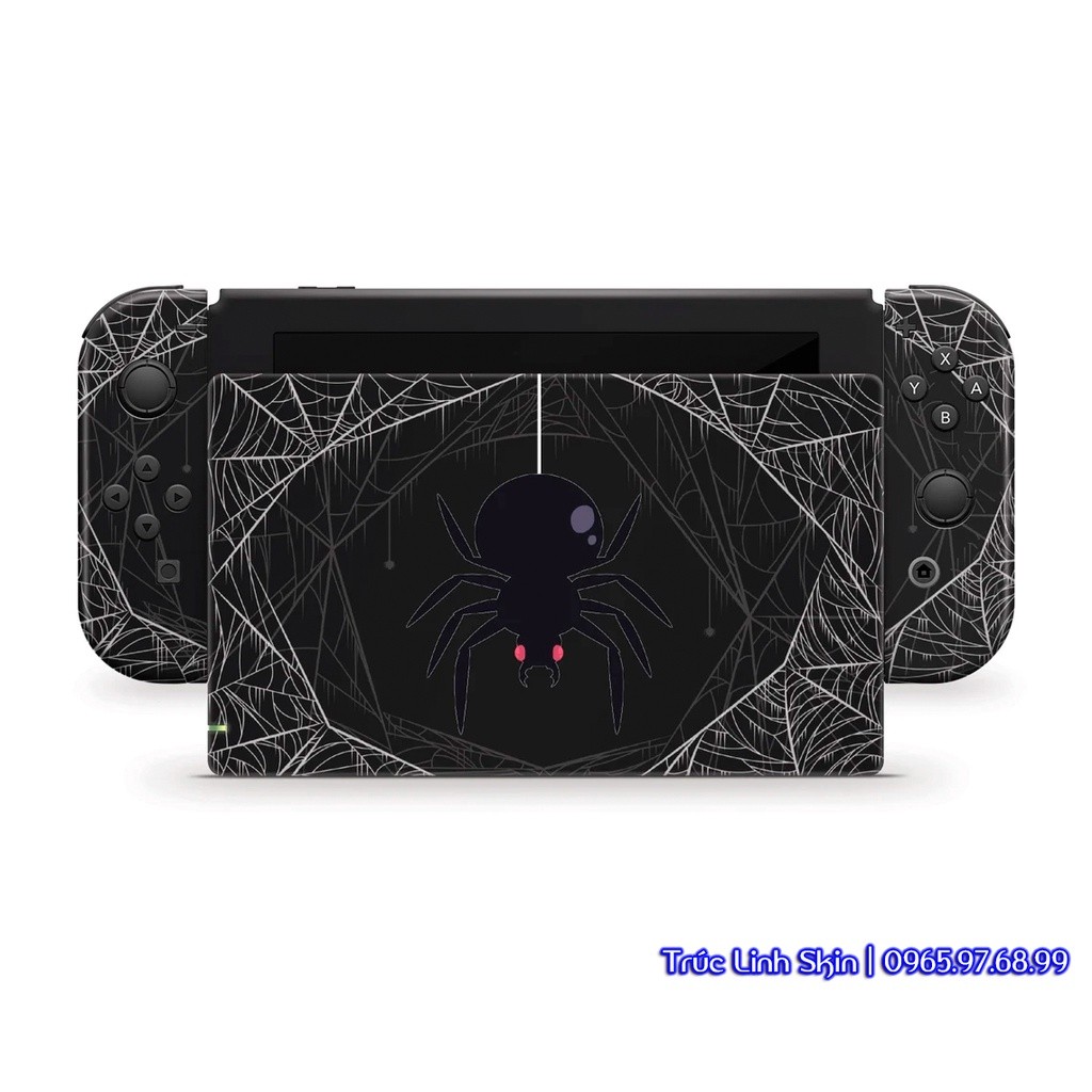 Skin decal dán Nintendo Switch V1, V2 / OLED mẫu Spooky Spider (dễ dán, đã cắt sẵn chuẩn theo khuôn máy)