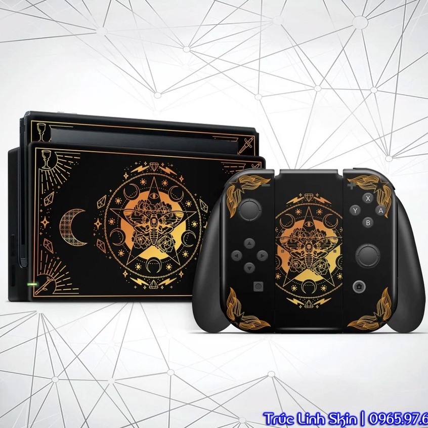 Skin decal dán Nintendo Switch V1, V2 / OLED mẫu Tarot card Moon (dễ dán, đã cắt sẵn chuẩn theo khuôn máy)