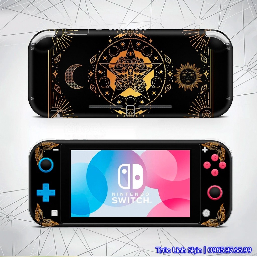 Skin decal dán Nintendo Switch V1, V2 / OLED mẫu Tarot card Moon (dễ dán, đã cắt sẵn chuẩn theo khuôn máy)