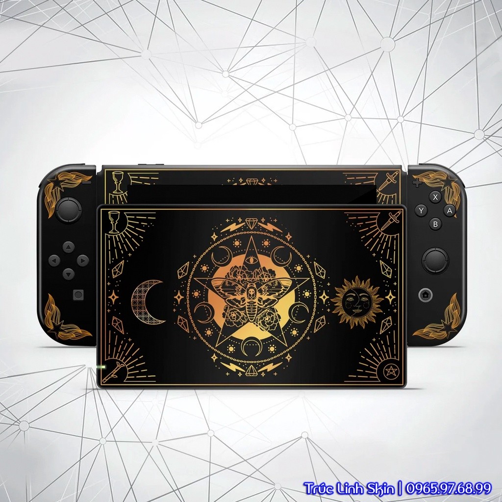 Skin decal dán Nintendo Switch V1, V2 / OLED mẫu Tarot card Moon (dễ dán, đã cắt sẵn chuẩn theo khuôn máy)