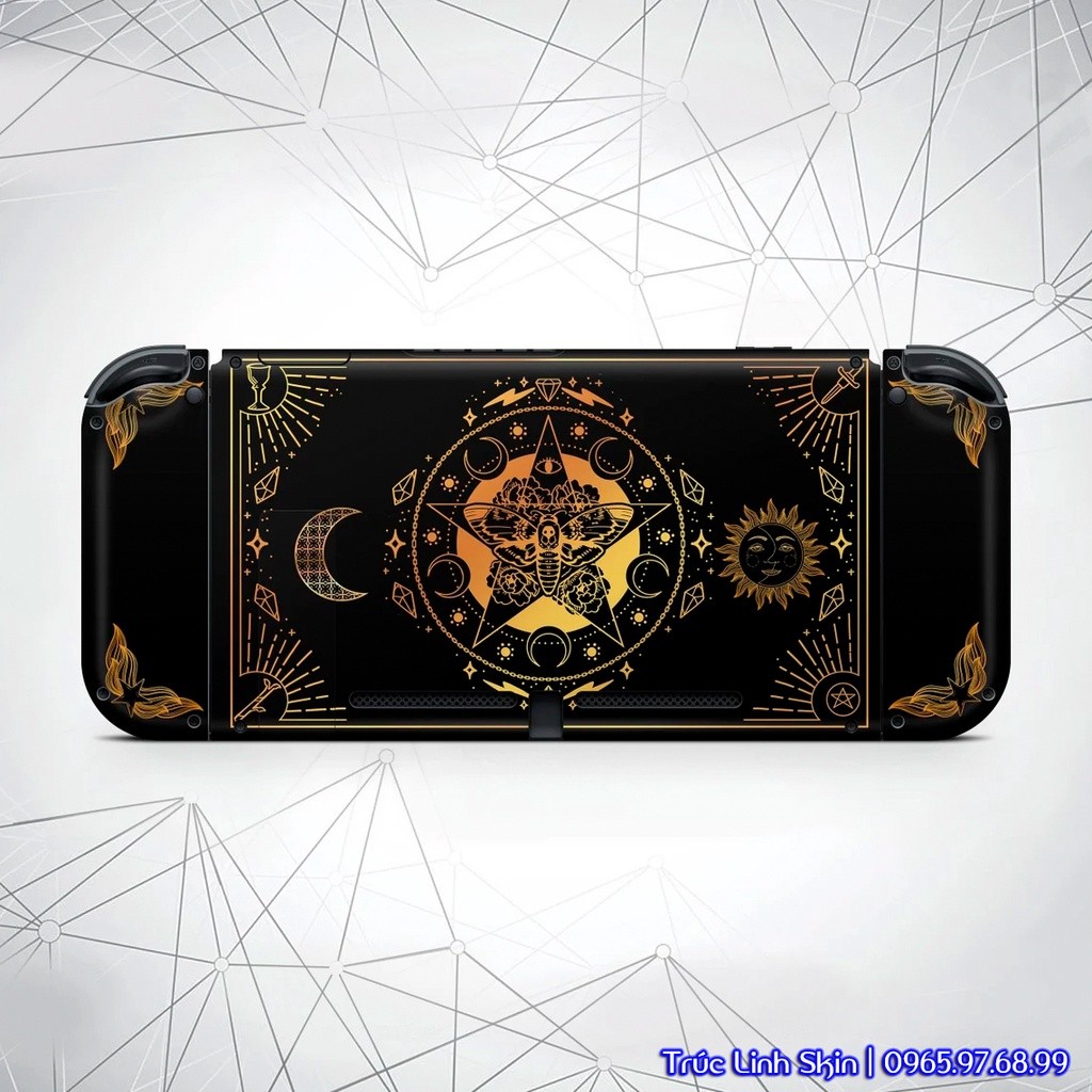 Skin decal dán Nintendo Switch V1, V2 / OLED mẫu Tarot card Moon (dễ dán, đã cắt sẵn chuẩn theo khuôn máy)