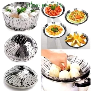 VỈ HẤP ĐỒ XÔI INOX SIZE 23, 26, Khay Vỉ Hấp Vỉ Rổ Hấp Tròn Inox Xếp Gọn Tiện Lợi Inox Chống Rỉ Đường Kính 23cm- VI HAP
