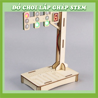 ĐÈn giao thông tín hiệu đếm giờ - Học liệu giáo dục STEM STEAM - Đồ chơi lắp ghép gỗ