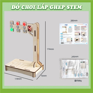 ĐÈn giao thông tín hiệu đếm giờ - Học liệu giáo dục STEM STEAM - Đồ chơi lắp ghép gỗ