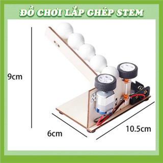 Máy bắn bóng tự động - Học liệu giáo dục STEM STEAM - Đồ chơi lắp ghép gỗ