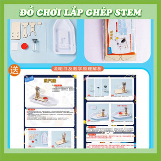 Tàu Hơi Nước - Học liệu giáo dục STEM STEAM - Đồ chơi lắp ghép gỗ