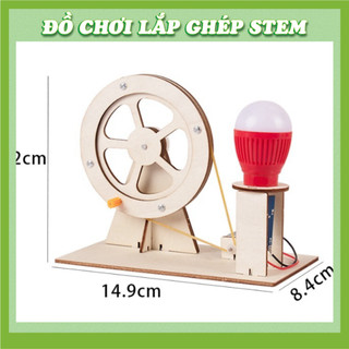 Máy Phát Điện quay tay - Học liệu giáo dục STEM STEAM - Đồ chơi lắp ghép gỗ
