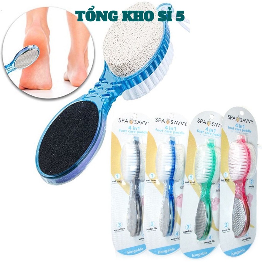 Dụng Cụ Chà Gót Chân Bọt Biển 4in1 Tẩy Da Chết , Mài Gót Chân Tại Nhà Tiện Lợi - Cây Chà Chân 4 Mặt