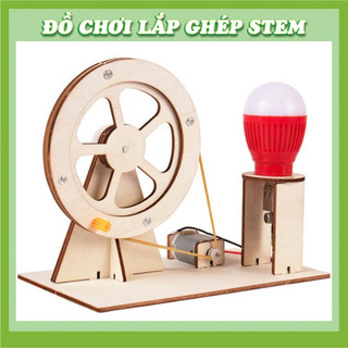 Máy Phát Điện quay tay - Học liệu giáo dục STEM STEAM - Đồ chơi lắp ghép gỗ