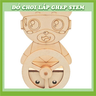 Lật đật hình gấu Tumbler - Học liệu giáo dục STEM STEAM - Đồ chơi lắp ghép gỗ