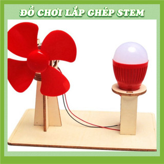 Mô hình điện gió mẫu 2 - Học liệu giáo dục STEM STEAM - Đồ chơi lắp ghép gỗ