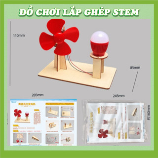 Mô hình điện gió mẫu 2 - Học liệu giáo dục STEM STEAM - Đồ chơi lắp ghép gỗ