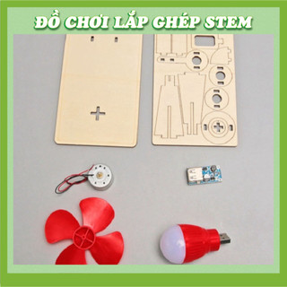 Mô hình điện gió mẫu 2 - Học liệu giáo dục STEM STEAM - Đồ chơi lắp ghép gỗ